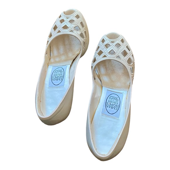 Emma Hope’s Off White Leather Open Toed Heels Sz 37.5 - Picture 6 of 11